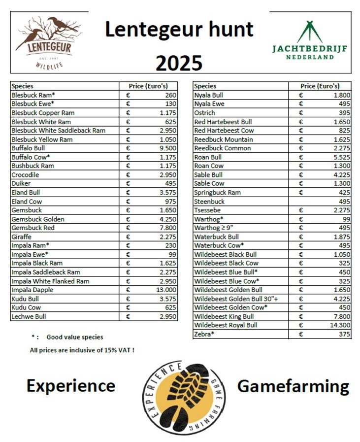 Prijslijst 2025 EGF
